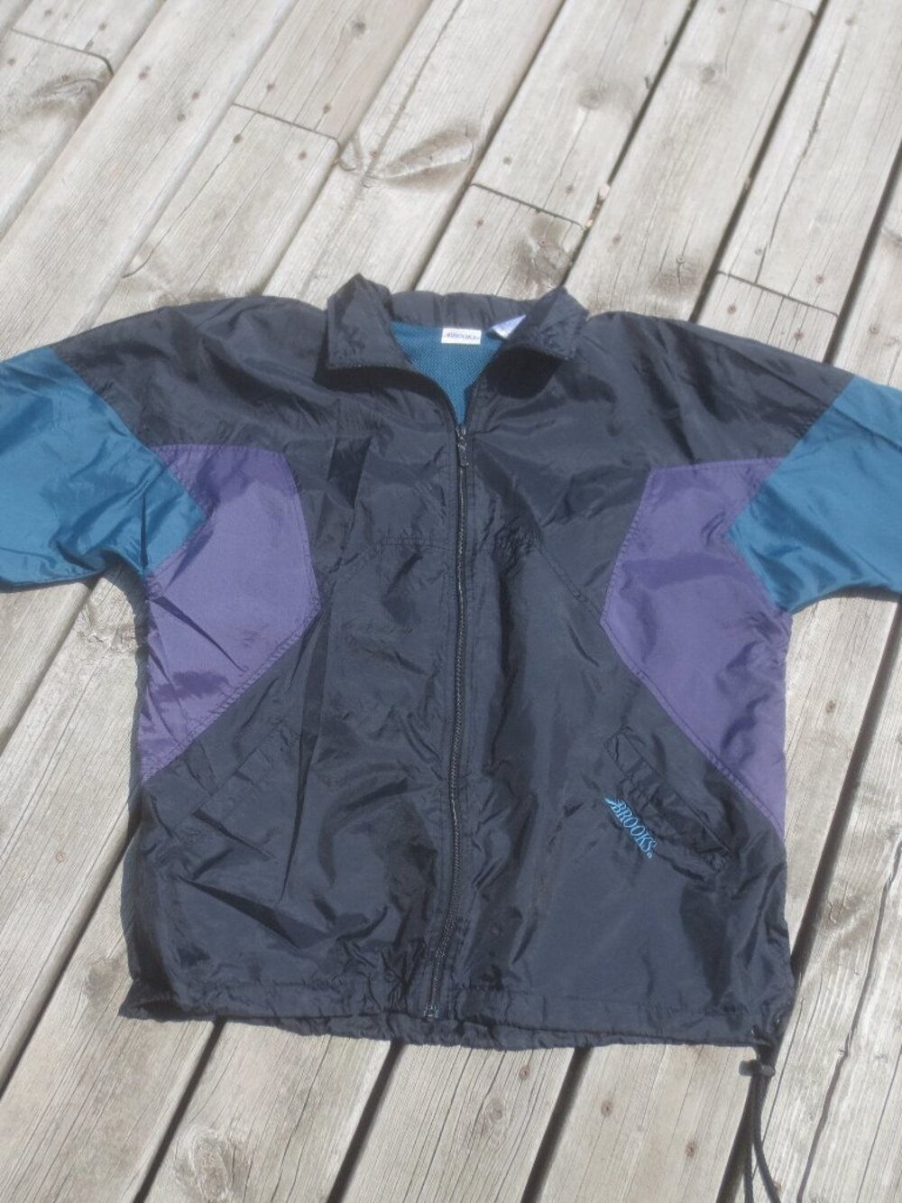 Vintage Retro Old School Brooks Nylon Windbreaker Zipper Jacket - Size Large Men